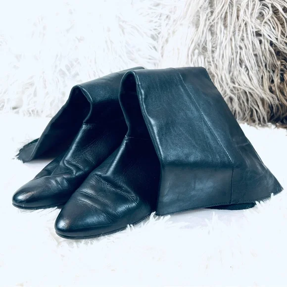 Vintage Boho Biker CHIC Black Riding Back Seam Leather Calf Boots sz 7M - Picture 12 of 12